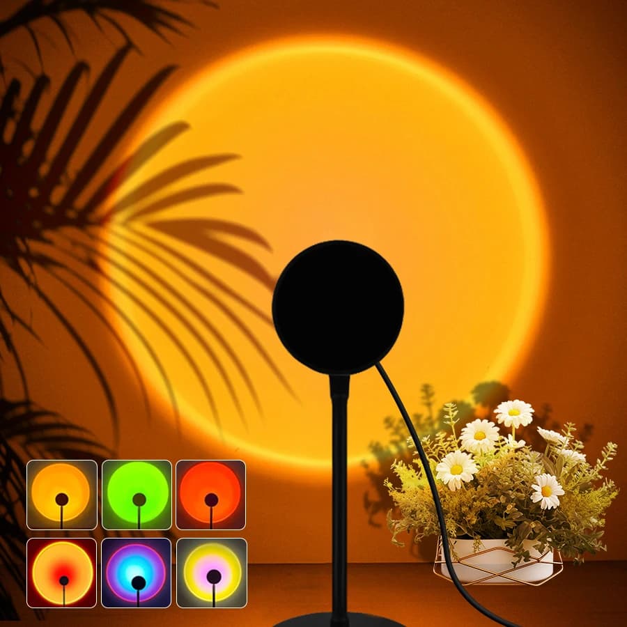 USB غروب الشمس مصباح غروب الشمس العارض المزاج ضوء غرفة المعيشة غرفة نوم ضوء الليل ديكور داخلي بار جو التصوير الخلفية