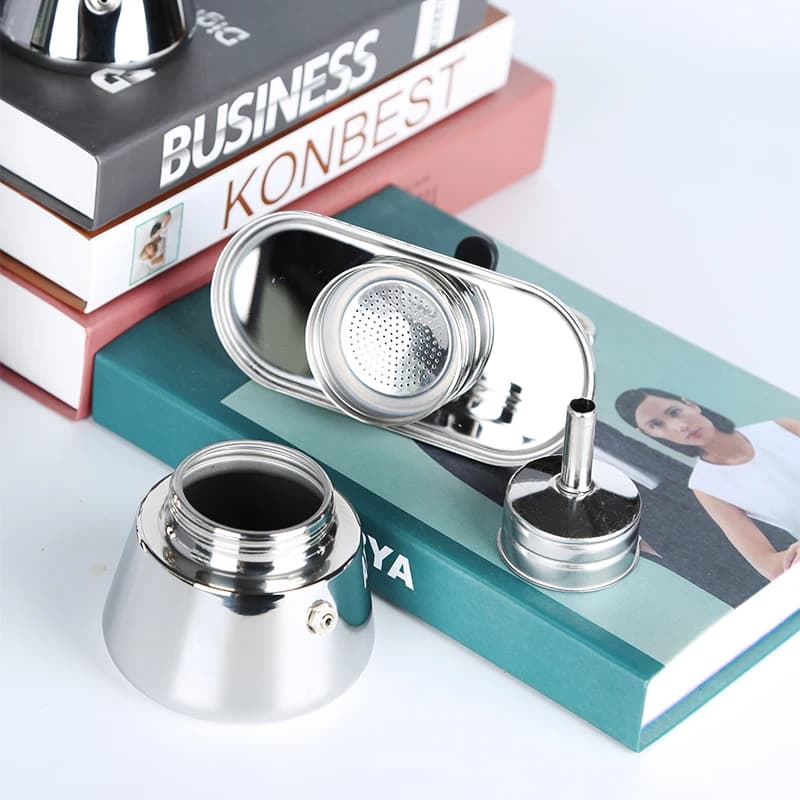 304 Stainless Steel Dual Pipe Durable Food Nonslip Thickened Strainer Widely Mocka Moka Pot - 4