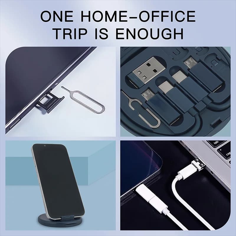 مجموعة شحن سريع PD 60 واط يو اس بي نوع سي - متوافقة مع ايفون وشاومي، مع صندوق تخزين ومحول بطاقة - 2