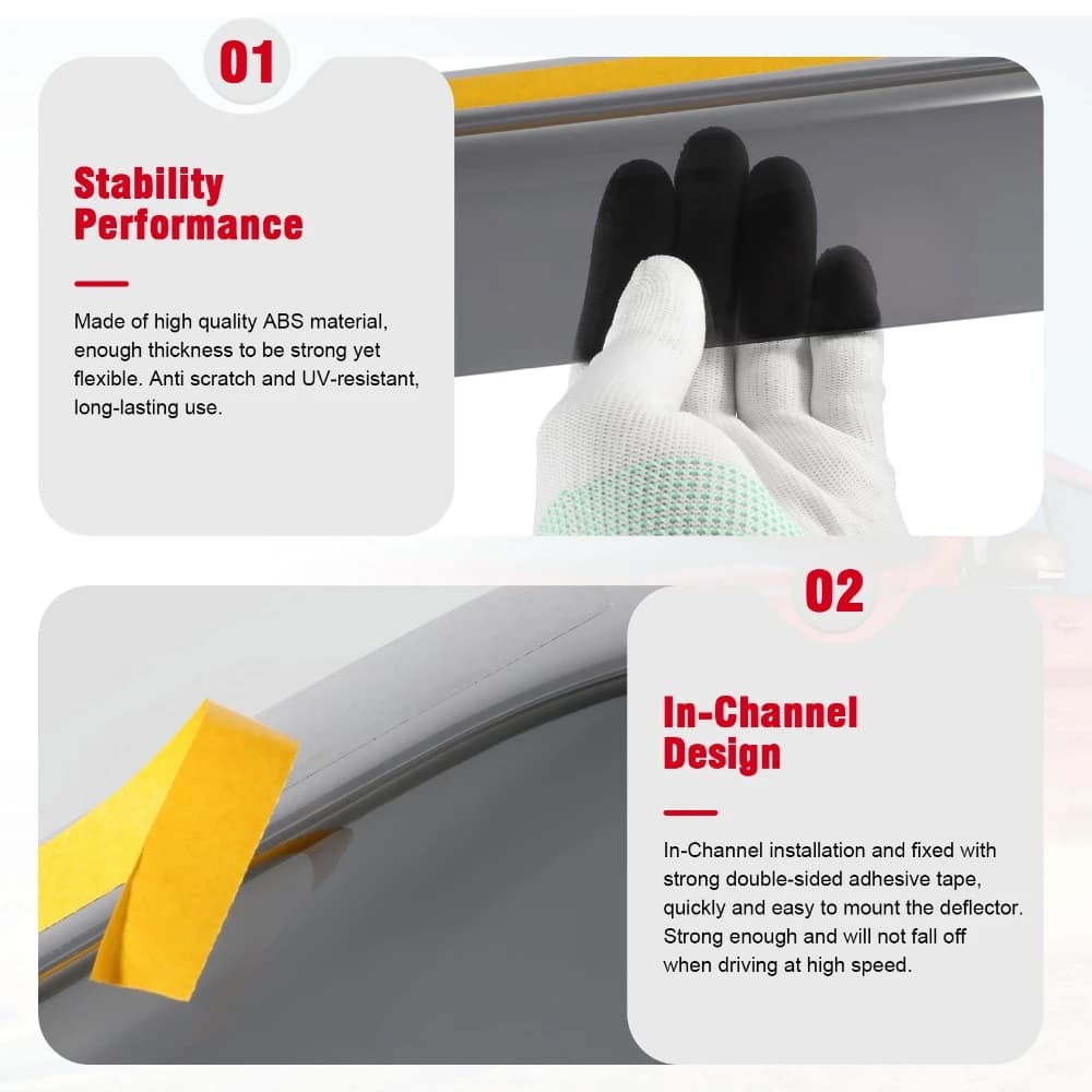 2Pcs Side Window Visor Ventilation Guard Waterproof Rain Awnings Shelters Deflector for Jeep Wrangler JK 2007-2017 2Doors - 3