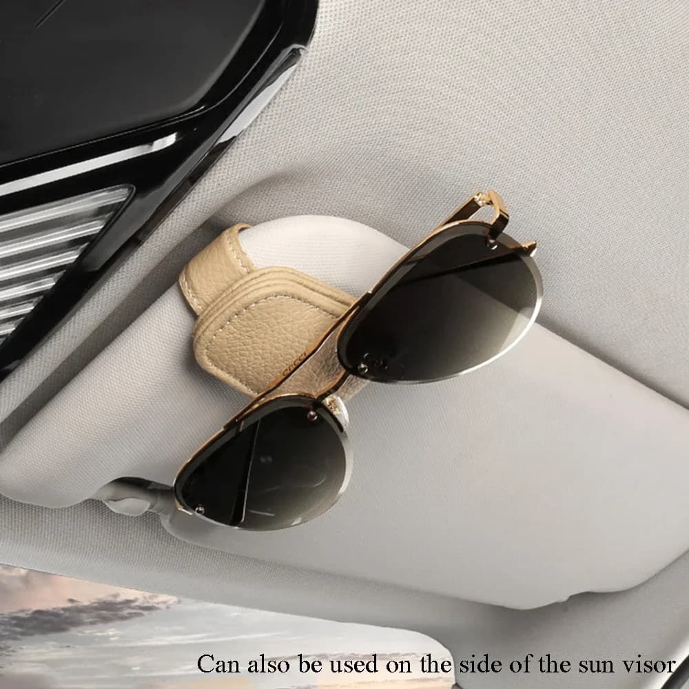 Car Sunglasses Holder Sun Visor Sunglasses Clip Cowhide Glasses Case Mount Auto Styling Ticket Card Clip Interior Accessories - 4