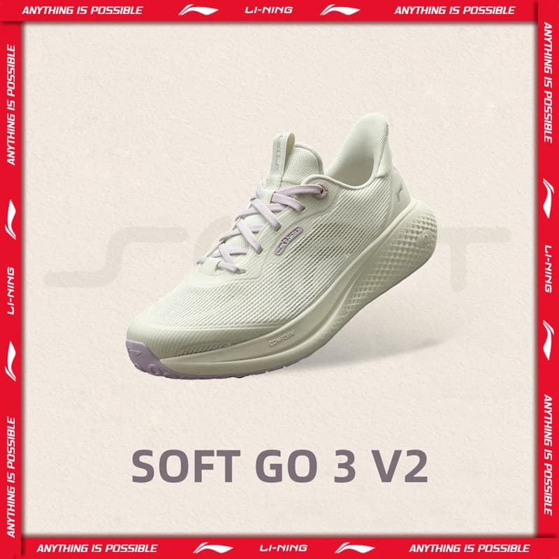 أحذية نسائية Li-Ning SOFT GO 3 V2، نمط حياة، COMFOAM، قابلة للتنفس، عاكسة، أنيقة، أحذية مشي LiNing AGLW028