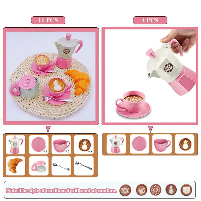4/11 قطعة مجموعة قهوة، محاكاة لعب، أدوات مائدة، لعب منزل/مطبخ، لعبة شاي بعد الظهر، هدية للأطفال - 2