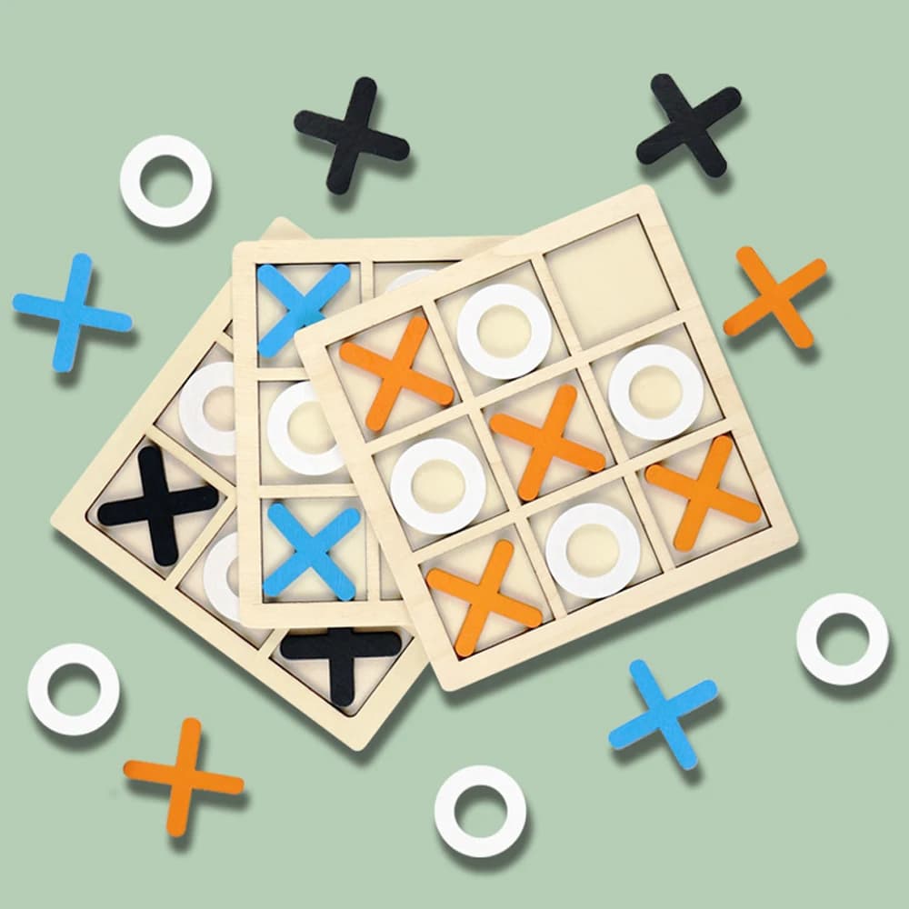 Wooden XO Tic Tac Toe Game Mini Chess Board Interaction Puzzle Training Montessori Educational Toys Gift for Kids Boy Girl - 6