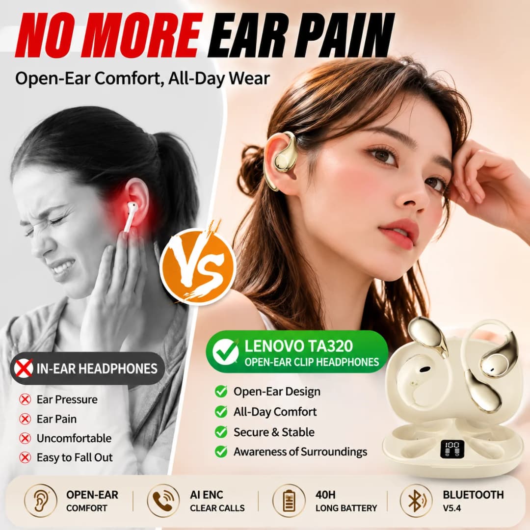 Lenovo Original TA320 Wireless Earphones Bluetooth 5.4 Long Battery Music Gaming Earphone with MIC Waterproof Sport Earbuds Gift - 2