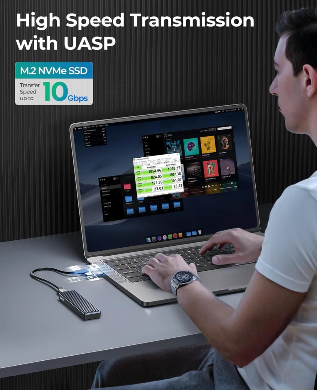 حاوية ORICO M.2 NVMe SSD، USB 3.1 Gen 2 (10 جيجابت في الثانية) محول خارجي PCIe غطاء NVMe لـ 2230/2242/2260/2280 M.2 SSD حتى 8 تيرابايت - 2