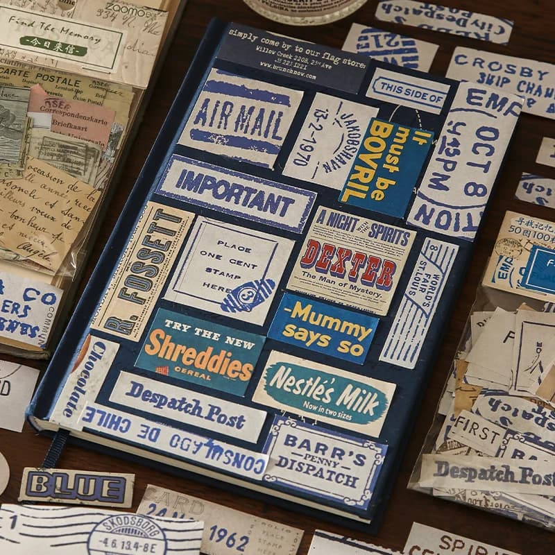 100 قطعة ملصقات زخرفية عتيقة، ألبوم يوميات، سكرابوكينغ، مادة مجمعة يدوية، لوازم مجلات غير مرغوب فيها - 4