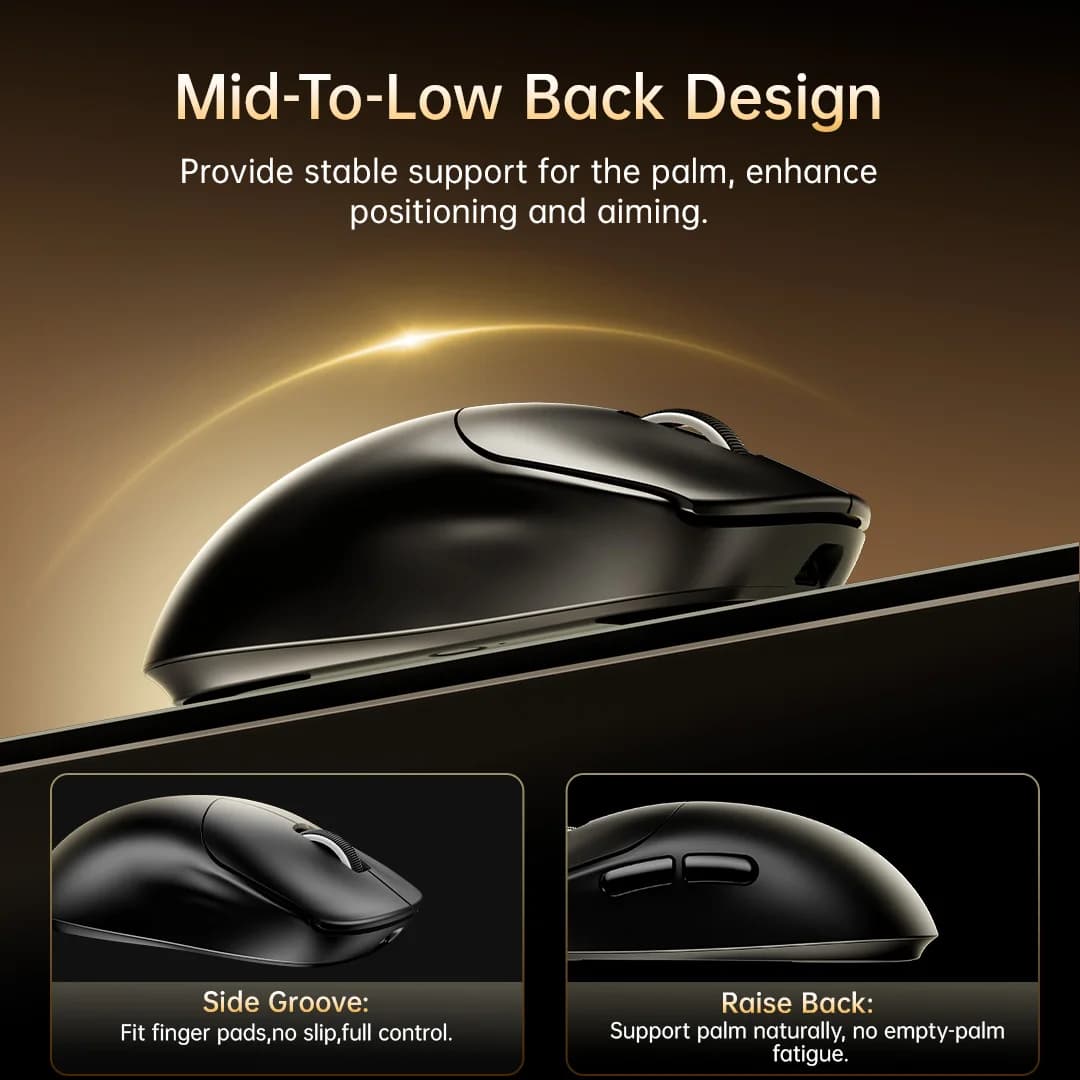 ماوس ألعاب لاسلكي Delux M400، 24000DPI، معدل استطلاع 1KHz، PAW3311، وضع ثلاثي، بطارية 500mAh قابلة لإعادة الشحن، مناسب لجميع أحجام الأيدي - 4