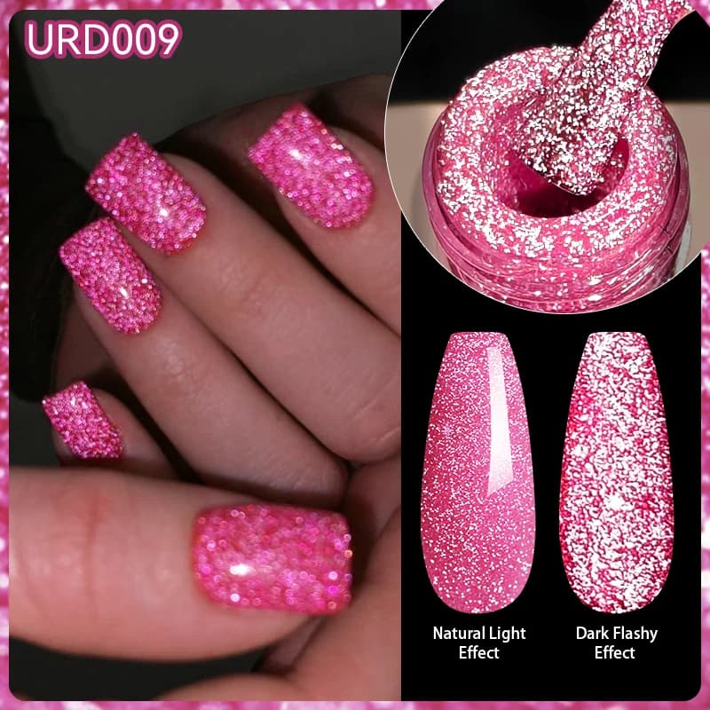 UR SUGAR 15ml Fluorescent Reflective Nail Gel Polish Flash Effect Glitter Neon Soak Off UV Gel Manicure Halloween Nail Art - 2