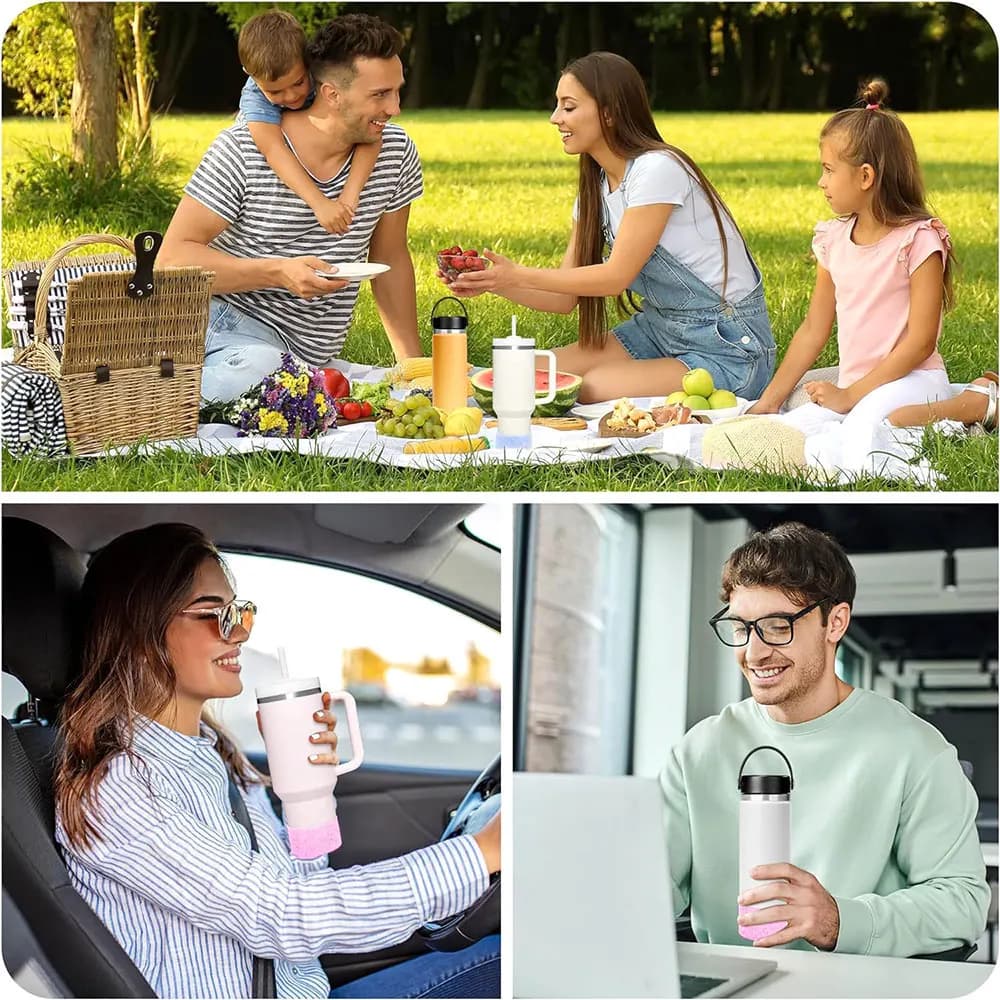 غطاء سيليكون براق 7.5 سم لكؤوس ستانلي 40/30 أوقية، غطاء سفلي مضاد للانزلاق، كم سيليكون 75 مم لأغطية زجاجات المياه - 6