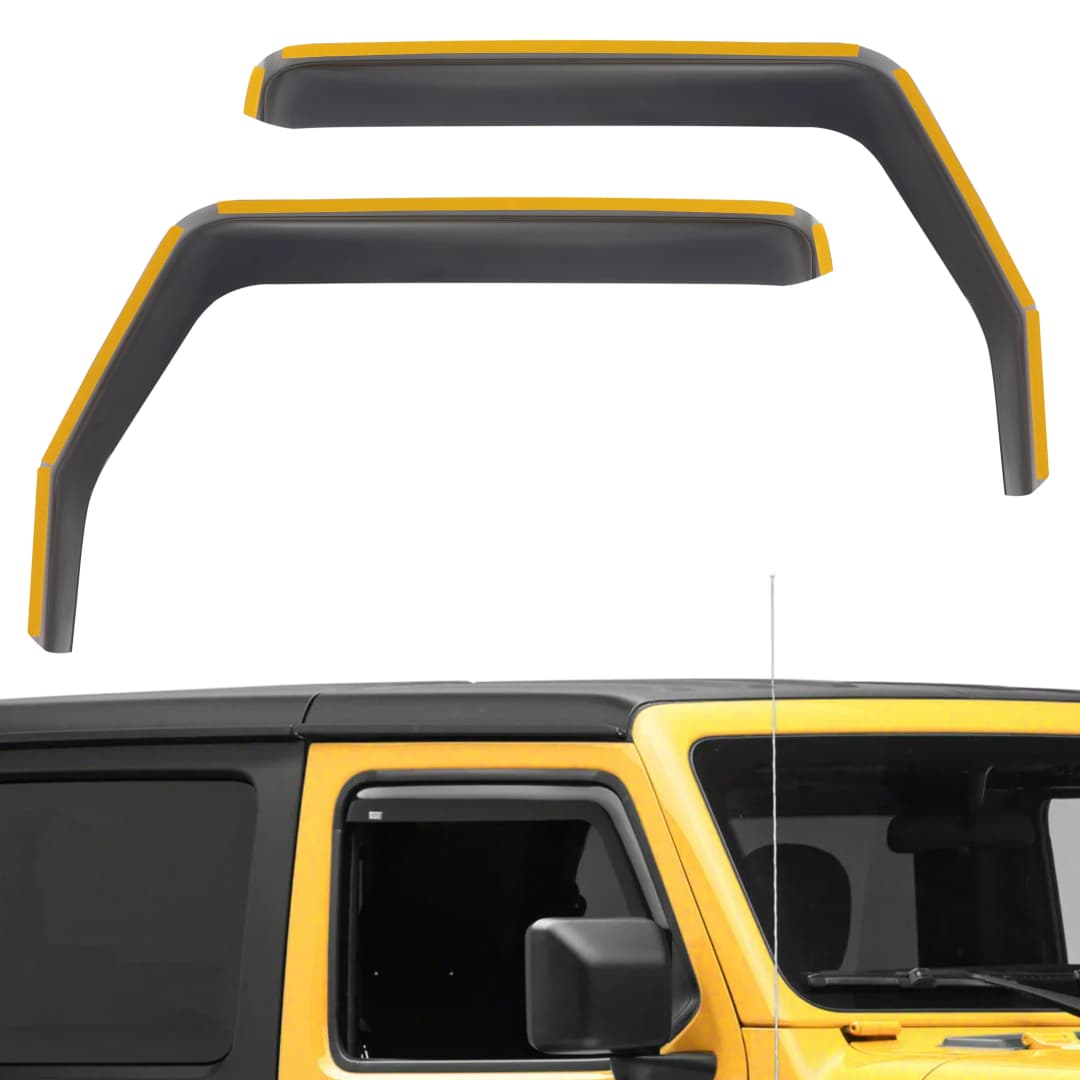 2Pcs Side Window Visor Ventilation Guard Waterproof Rain Awnings Shelters Deflector for Jeep Wrangler JK 2007-2017 2Doors
