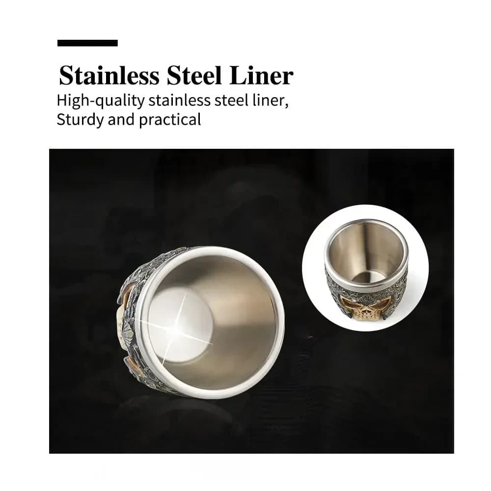 مجموعة حلاقة احترافية بتصميم جمجمة، تشمل فرشاة حلاقة ووعاء صابون رغوي لأدوات تنظيف اللحية والوجه - 3