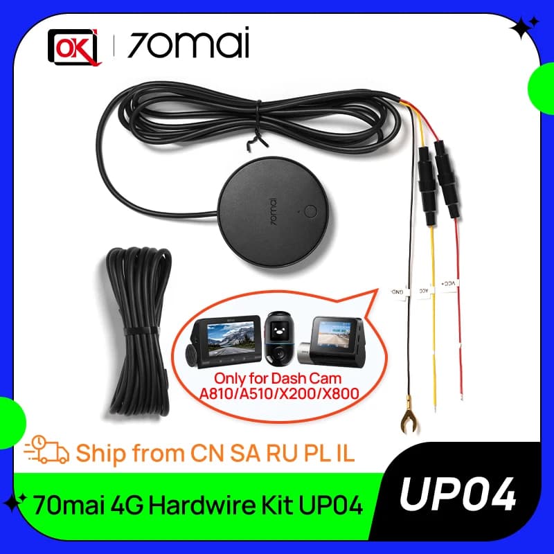 70mai 4G Hardwire Kit UP04 ONLY for T800,X800 Car Dvr A510, 4K A810 and X200 Dash Camera for Live Streaming 4G Parking Monitor