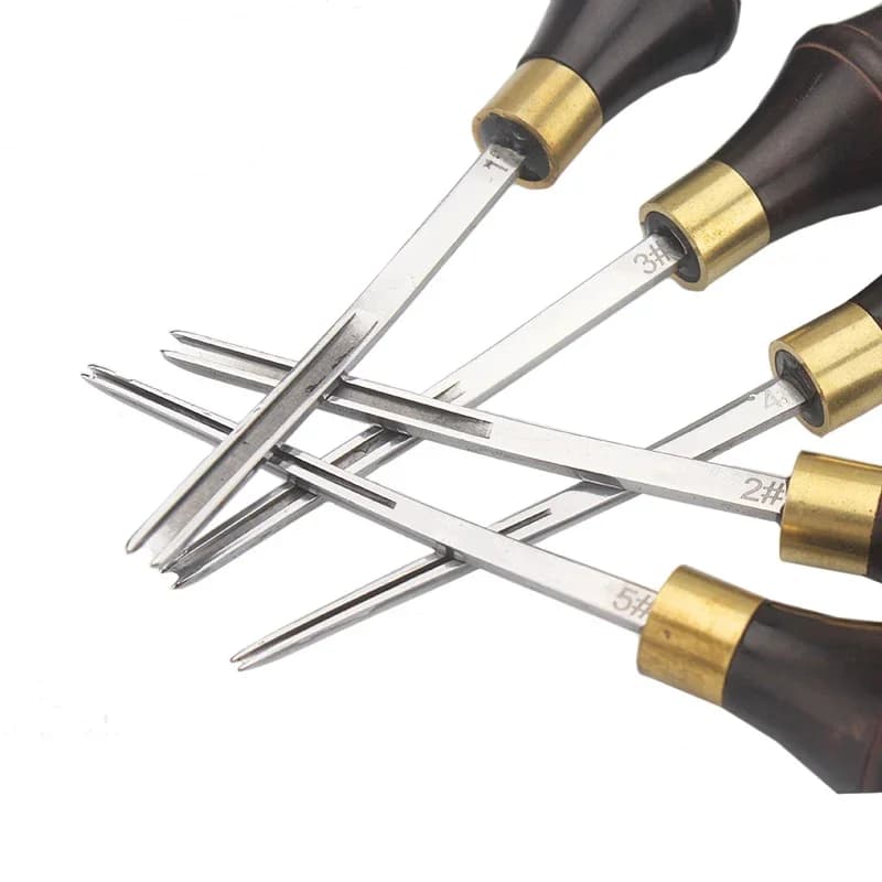 أداة تشطيب حواف الجلد من Zxiixz، مقاس 0.6-2.25 مم، مع مقبض خشبي، لصناعة الحرف الجلدية الاحترافية - اصنعها بنفسك - 6