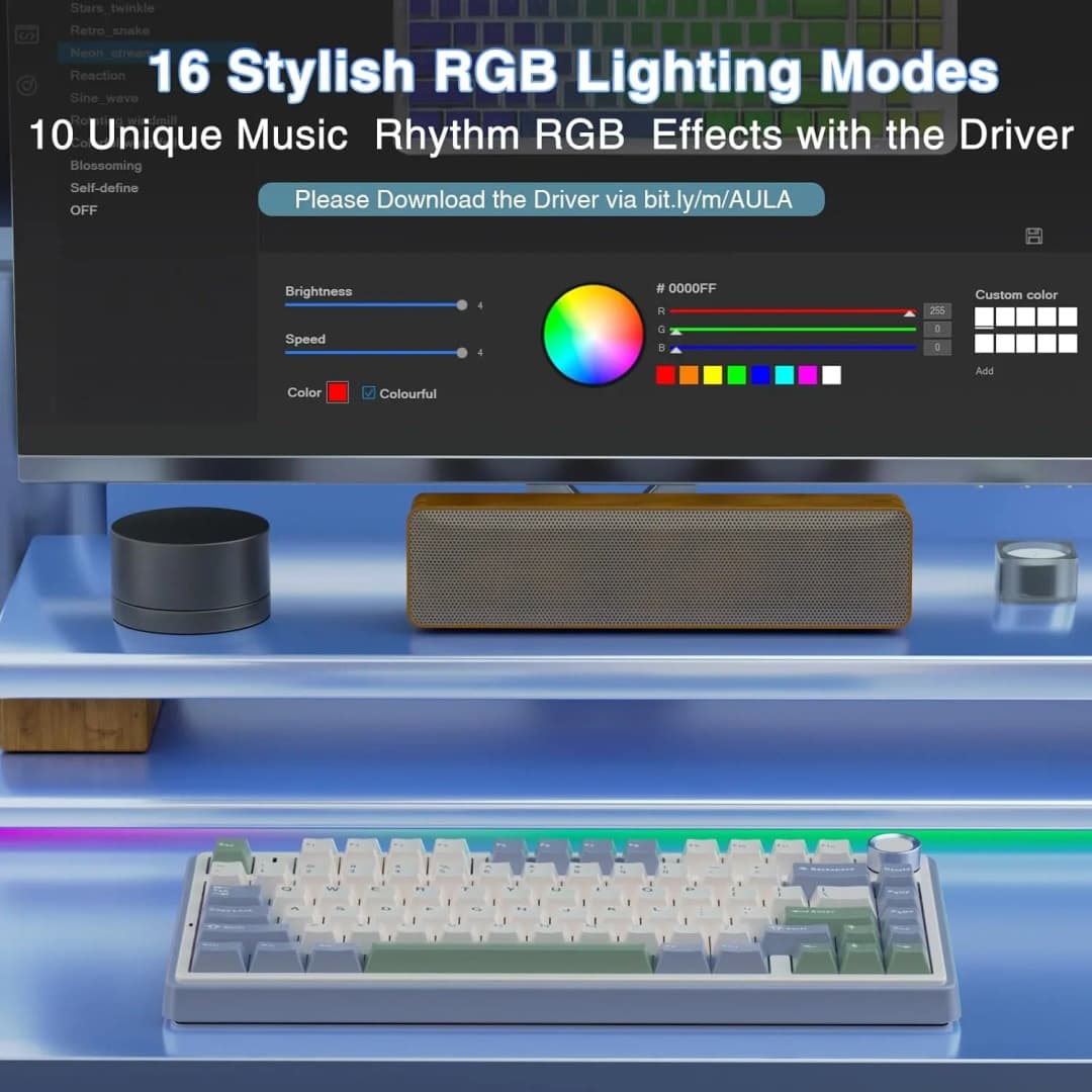 AULA F75 75% Wireless Mechanical Keyboard Hot Swappable Creamy Keyboard Pre-lubed Reaper Switches RGB Backlit Gaming Keyboards - 5