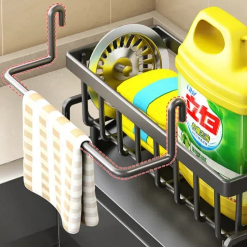 Kitchen Shelf Rag Storage Drainage Shelf No-Punch Storage Rack Home Spice Rack Sink Tap Sink Drainage Rack Kitchen Accessories - 5