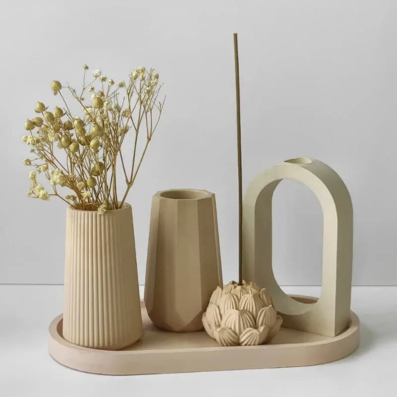 Round Stripe Vase Silicone Mold Plaster Epoxy Resin Candle Jar Casting Mold Cylindrical Home Decor DIY Storage Box Crafts Making - 3