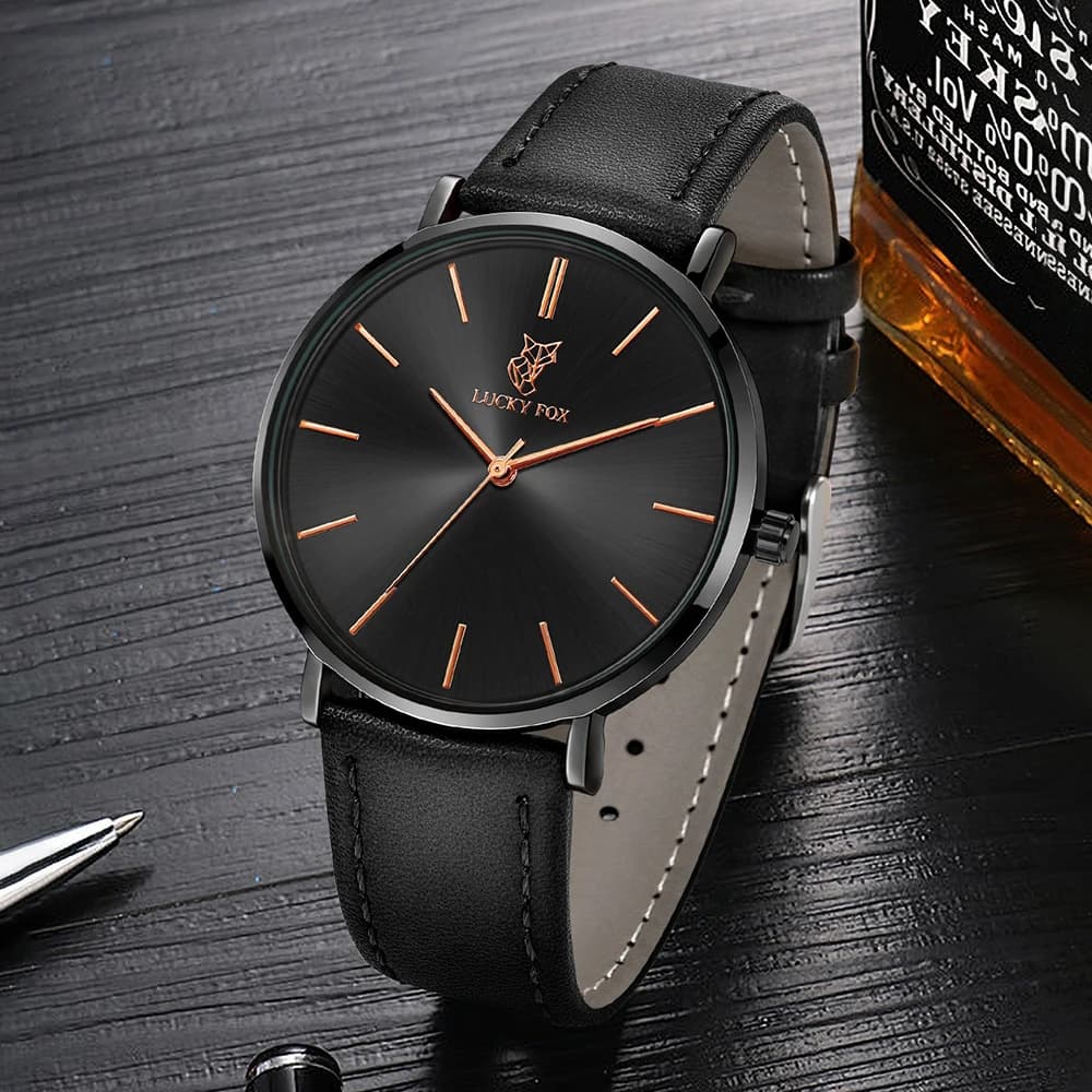 LUCKY FOX Classic Luxury Men Watch Simple Casual Men and Women Round Large Dial Quartz Watch Clock Gifts Men Reloj - 4
