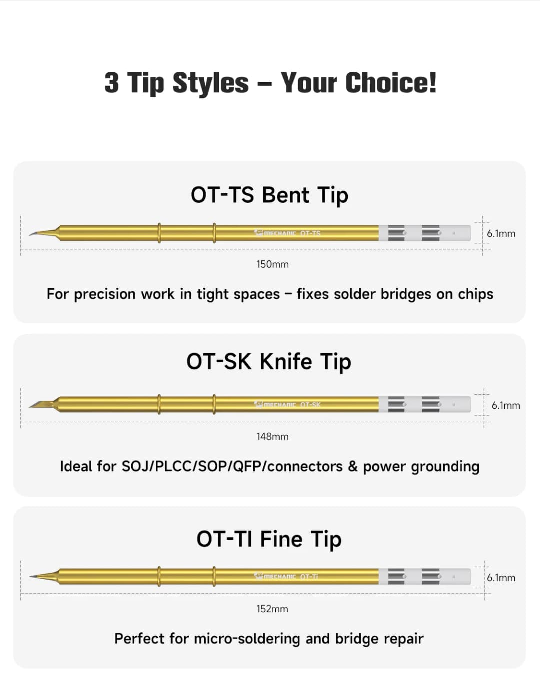 MECHANIC OT-TI TS SK soldering iron tips with external heating for fast heating, suitable for T12 series soldering stations - 6