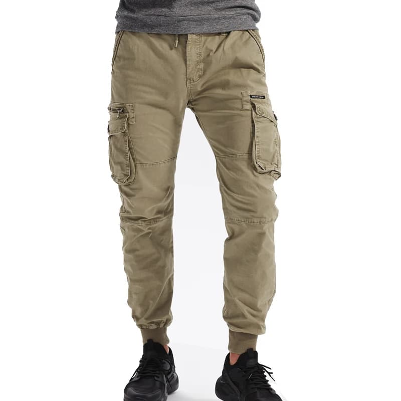New Cotton Men Cargo Pants Khaki Casual Men Tactical Joggers Cargo Multi-Pocket Fashion Black Army Light gray Trousers Work Wear - 5
