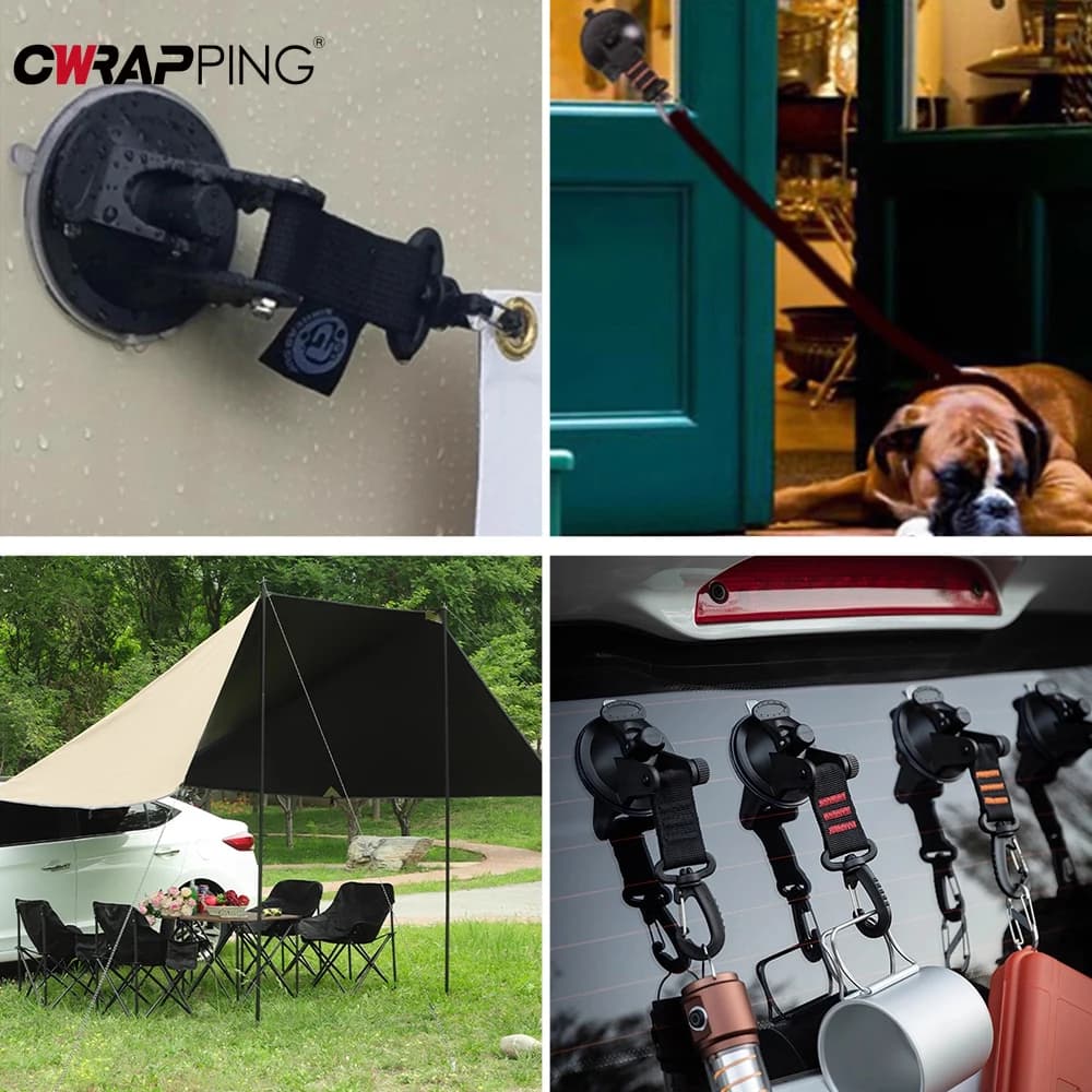 RV Suction Cup Anchor Securing Hook Tie Down Camping Tarp RV Side Awning Universal Outdoor Motorhomes Vans Accessories 2/4Pcs - 2