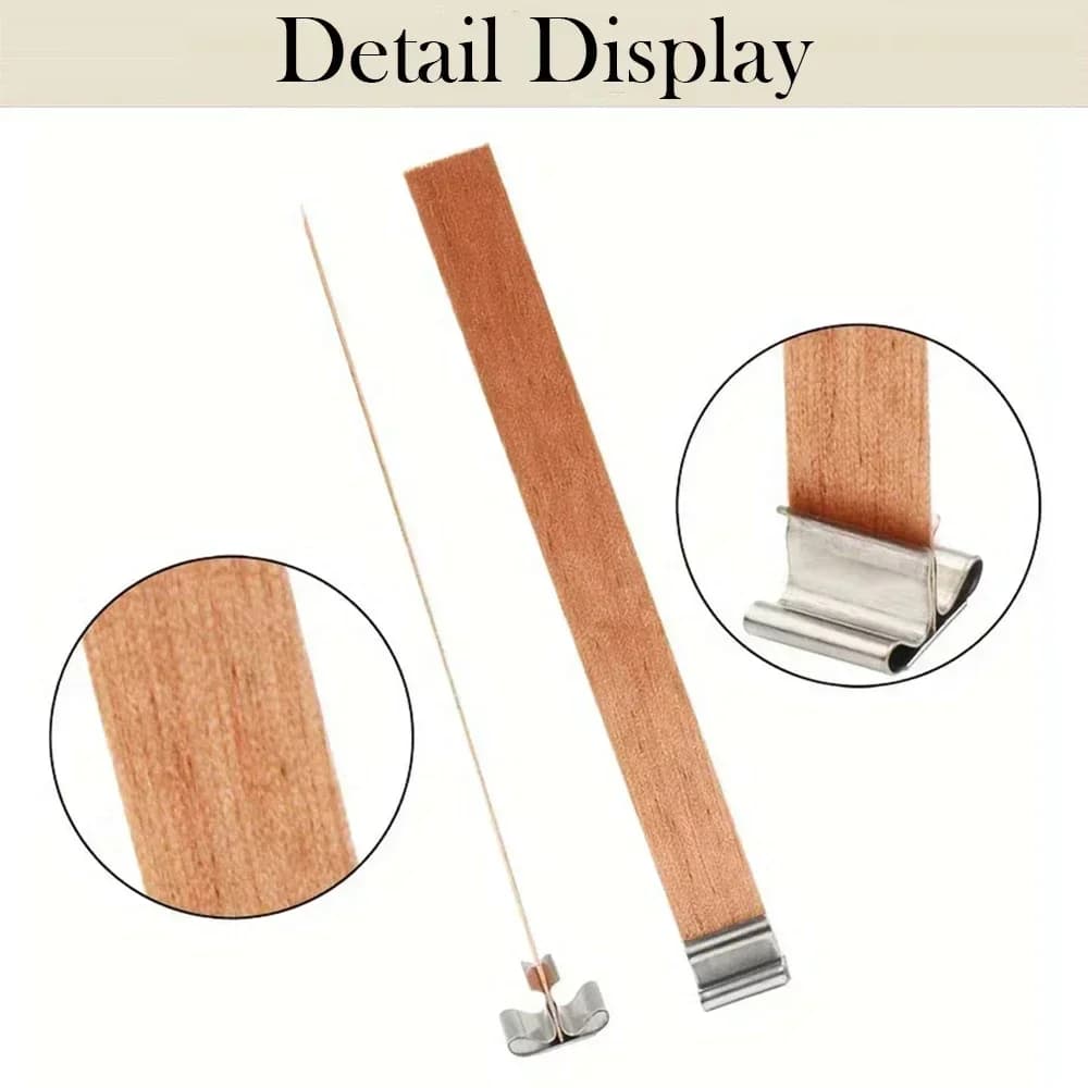 100pcs DIY Candle Making Kit Including Natural Wooden Wicks Metal Holders Glue Dots Suitable for Handmade DIY Candle Making Tool - 4