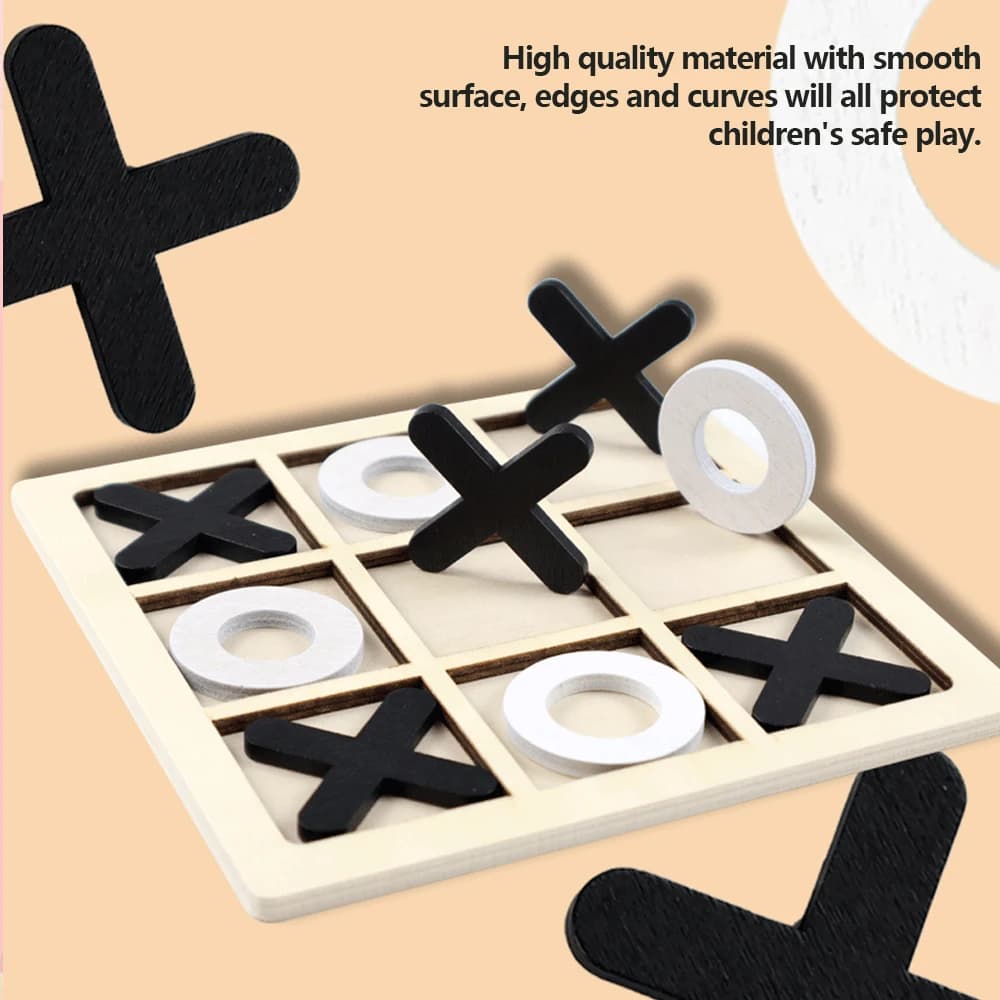Wooden XO Tic Tac Toe Game Mini Chess Board Interaction Puzzle Training Montessori Educational Toys Gift for Kids Boy Girl - 4