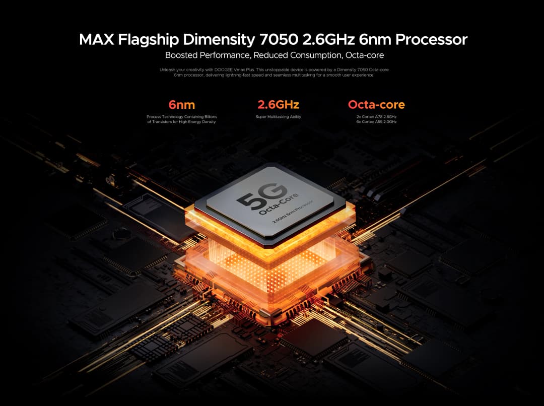 DOOGEE V Max Plus Rugged Phone 22000mAh 36GB(16+20) 512GB 200MP Camera Phone 6.58" 120Hz Dimensity 7050 Android14 - 4