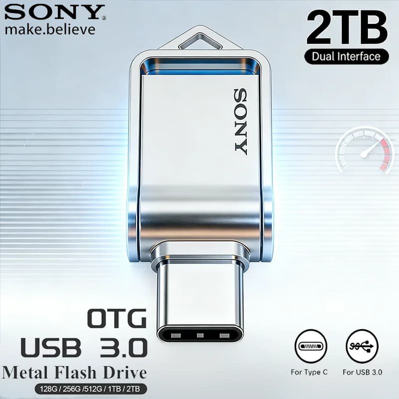 محرك أقراص فلاش SONY 2 تيرابايت USB عالي السرعة Type-C 512 جيجابايت 256 جيجابايت محرك أقراص معدني 1 تيرابايت ذاكرة محمولة USB Stick لهاتف Xiaomi