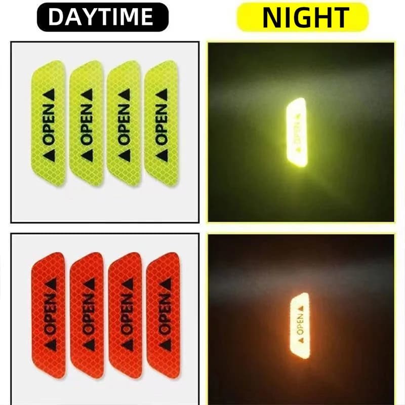 Universal Car Door Sticker Night Reflective Safety Opening Warning Reflector Tape Decal 4Pcs Per Set Accessories - 4
