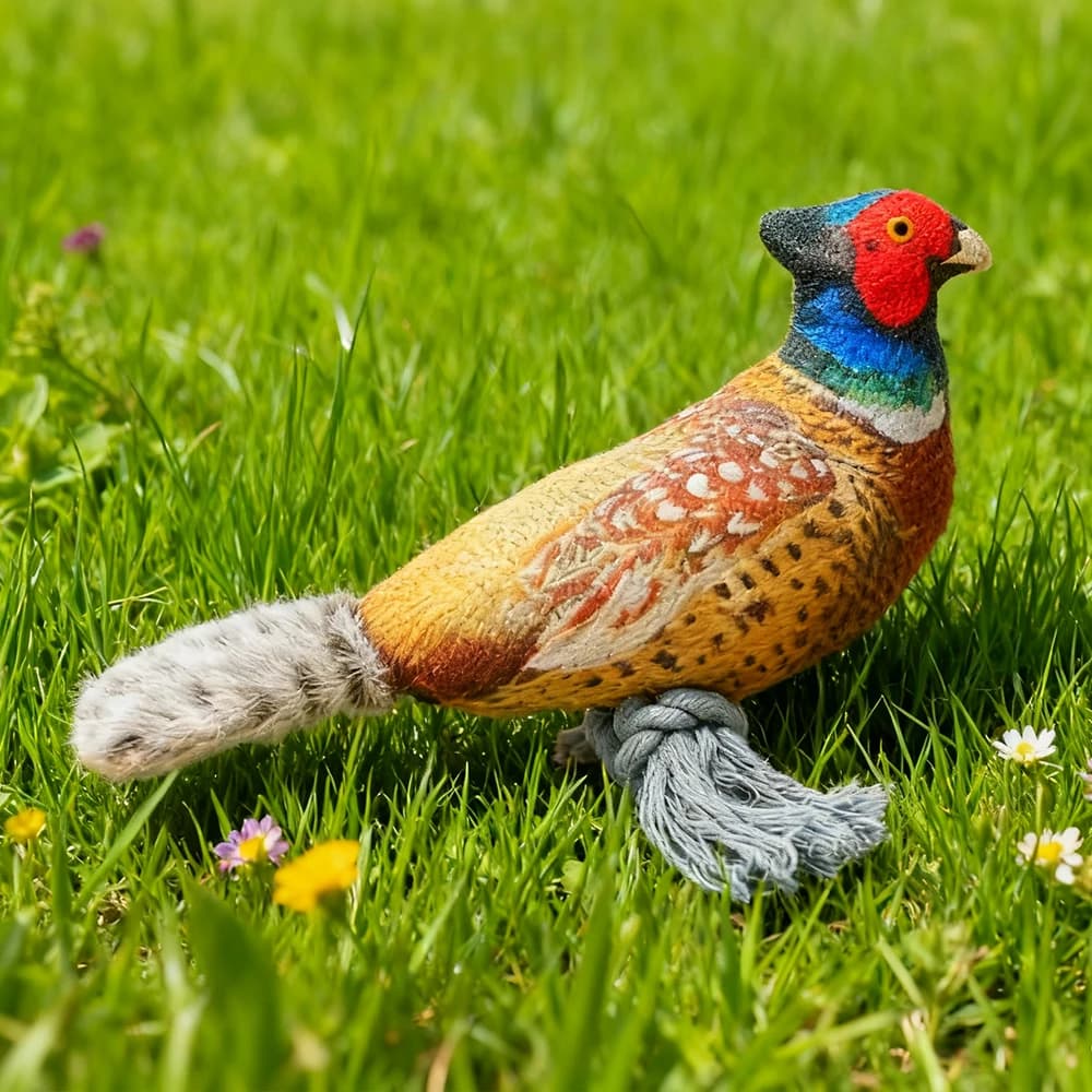 Plush Toy for Cats and Dogs: Lifelike Pheasant, Tear-Resistant Knotted Toy, Washable, Interactive Companion Toy for Pets - 3