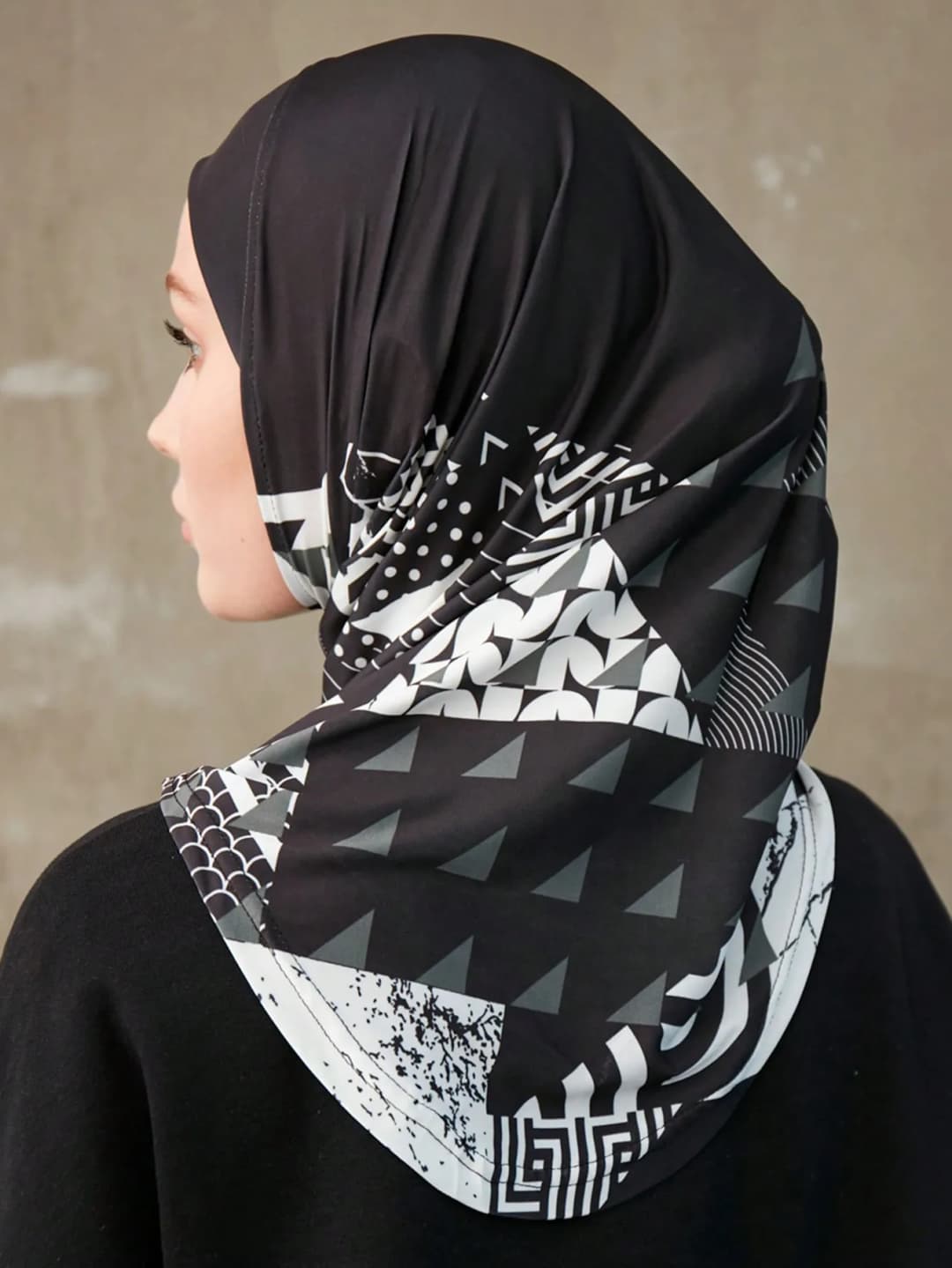 حجاب داخلي إسلامي رياضي للنساء نمط طباعة هندسية عمامة فورية للسيدات نموذج رأس لف الرأس - 6