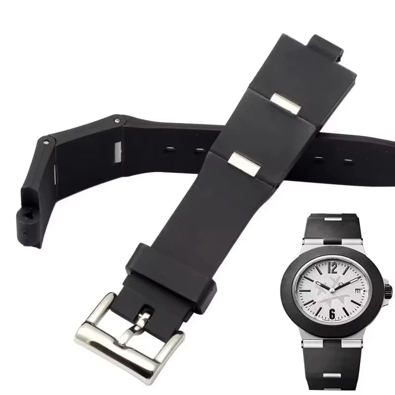 Black Rubber silica gel strap for Bvlgari  Watch Strap with notch 22x8 24x8mm DP42C14SVDGMT men's and women's watch chain
