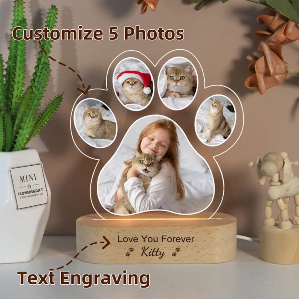 Custom Dog Cat Photo Memorial Night Light Light Up Pet Memorial Plaque Personalized Pet Keepsake Sign Sympathy Gift for Pet - 2
