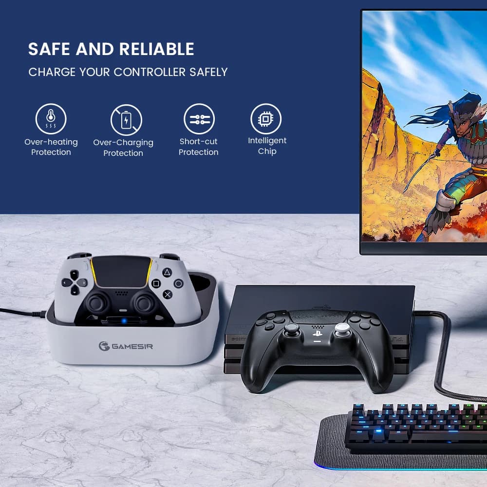 GameSir Dual Controller Charger for PlayStation 5 / PS5 DualSense / Edge  Controller Charging Station Dock ZHP501 - 6