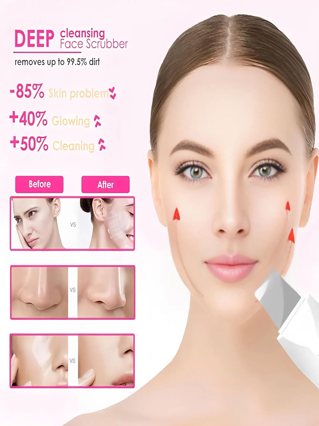 بالموجات فوق الصوتية الجلد الغسيل الغسيل العميق يهتز منظف للوجه مجرفة الوجه الغسيل تقشير مزيل الرؤوس السوداء مدلك الوجه - 4