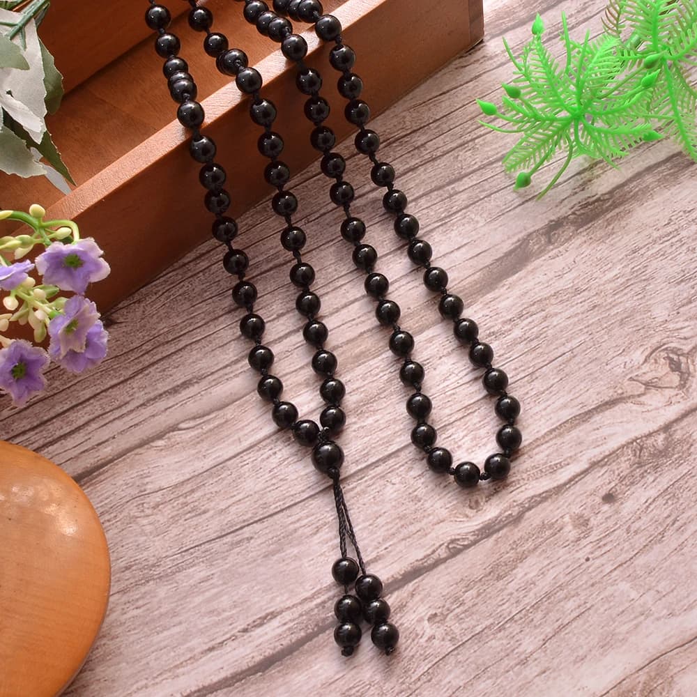 8mm Black Onyx Knoted 108 Mala Beads Prayer Necklace Meditation Yoga Japamala Rosary for Men and Women - 4