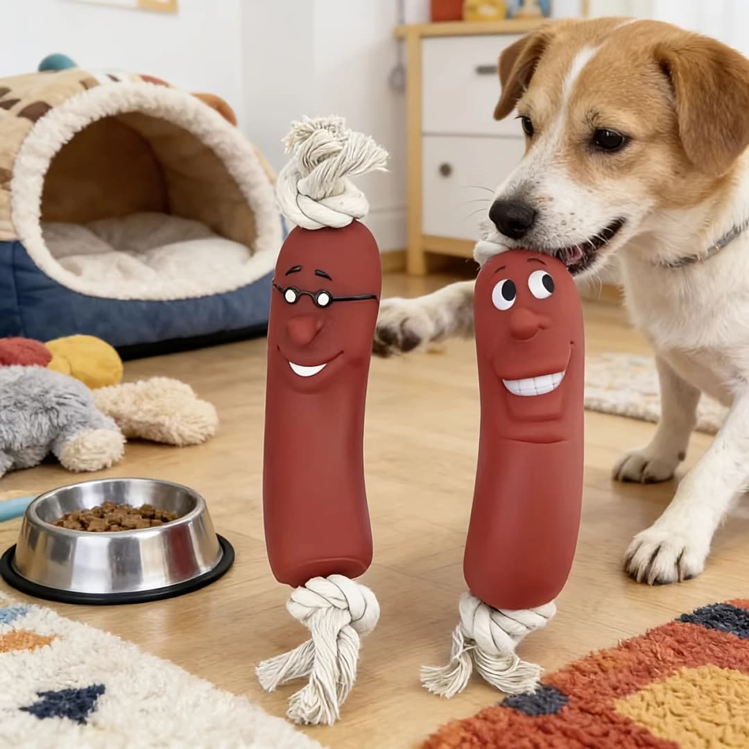 Dog Sausage Chew Toy - Bite-Resistant And Not Easy to Break, Interactive Training Teething Toy, Preferred Material, Dog Chew Toy - 4