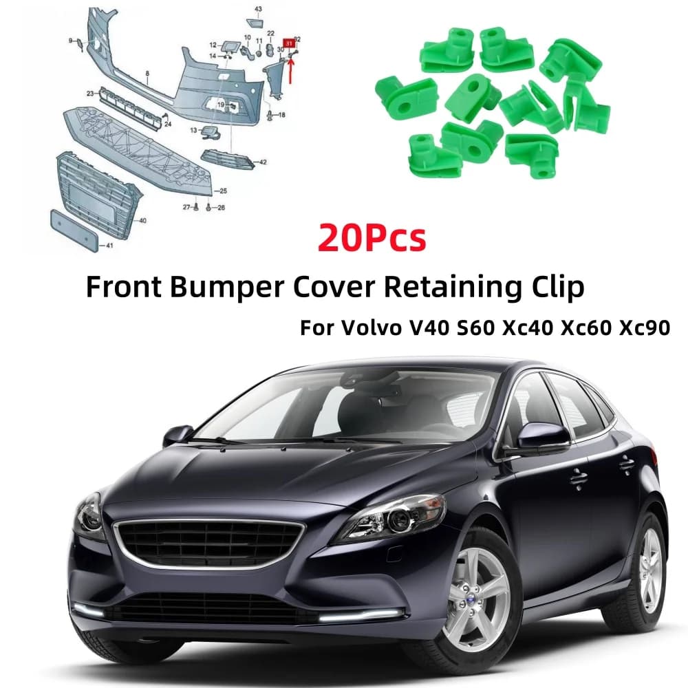 20 قطعة غطاء المصد الأمامي للسيارة الاحتفاظ كليب المكسرات المسمار لفولفو V40 S60 Xc40 Xc60 Xc90 C70 S90 V90 اكسسوارات السيارات الداخلية