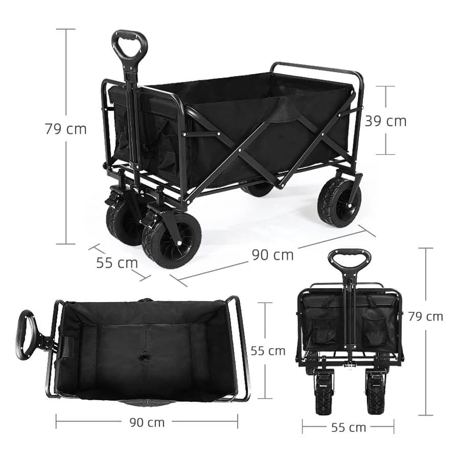 Heavy Duty Outdoor Folding Wagon Cart Large Capacity Collapsible Utility Wagon Trolley Portable Garden Beach Camping Equipment - 3