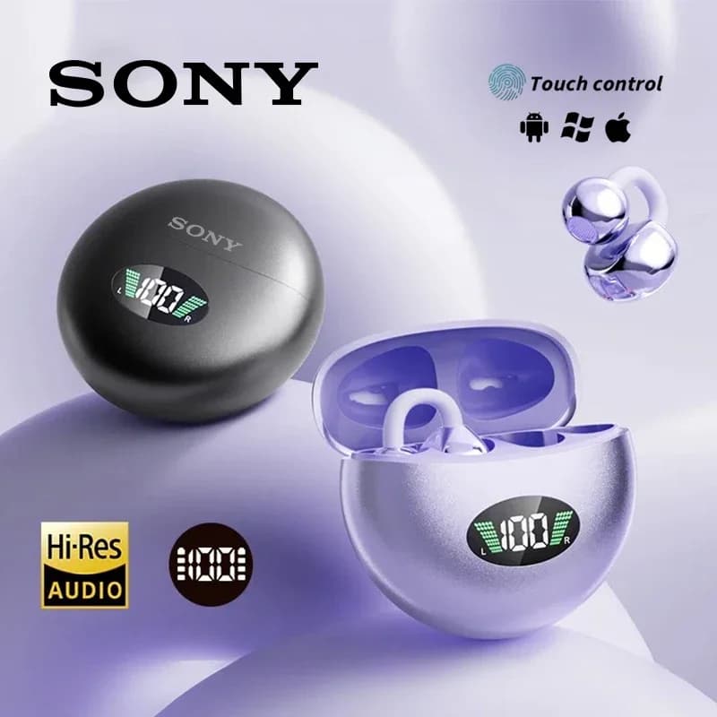 سماعة سوني الأصلية اللاسلكية المفتوحة Q88 مع مشبك أذن وتقنية ENC وبلوتوث 5.4 ومكالمات عالية الدقة وتحكم باللمس متوافقة مع أندرويد وآي أو إس