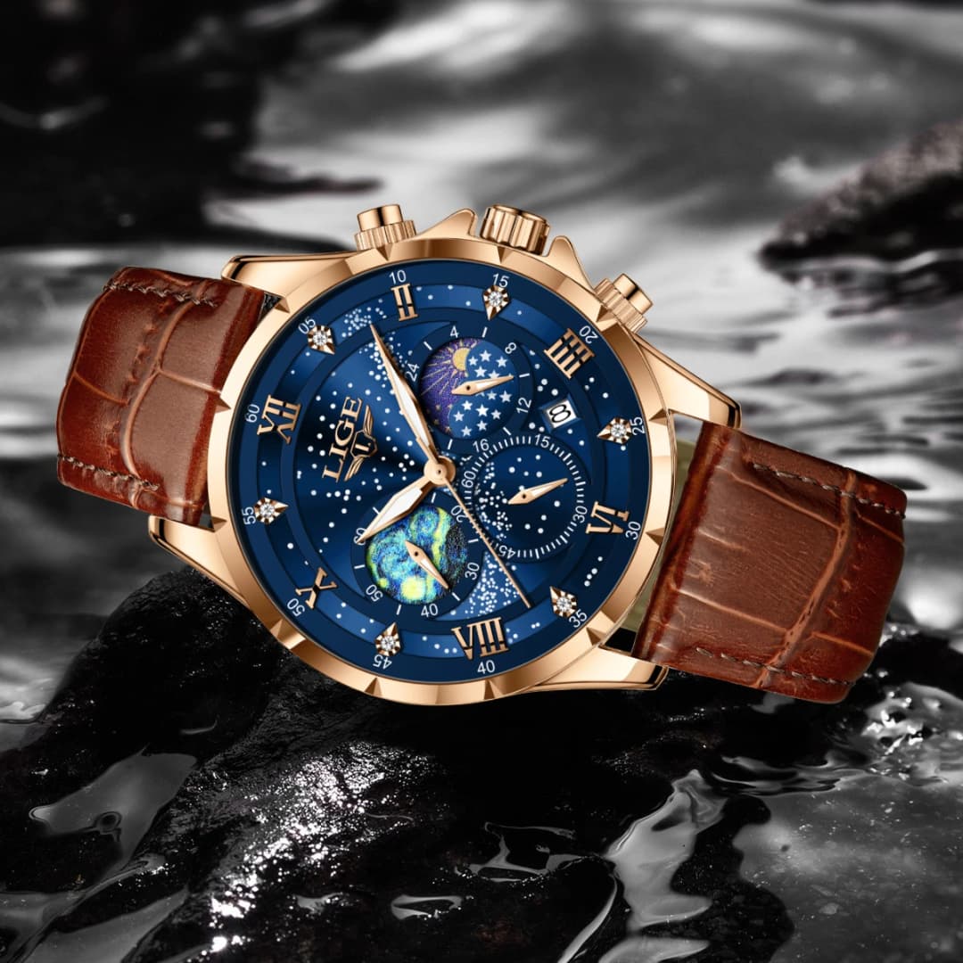 LIGE Men Watches Casual Sport Watch Men Luxury Waterproof Date Watches Luminous Chronograph Wristwatch Male Quartz Leather Clock - 3