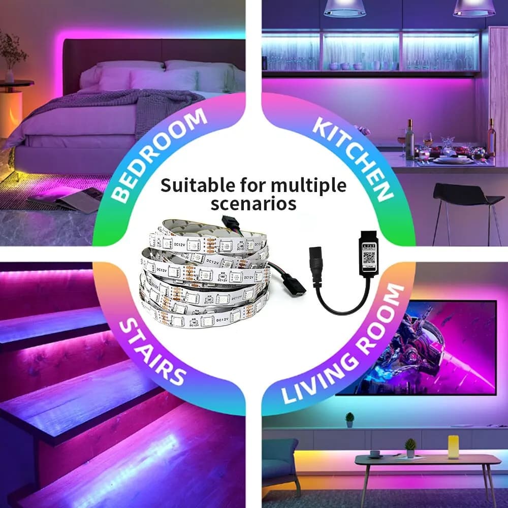 شريط إضاءة ليد ذكي من تيا لايف تحكم بلوتوث DC12V 5M SMD 5050 54 ليد/م مصباح حبل مرن لشاشة المكتب والتلفزيون إضاءة خلفية - 6