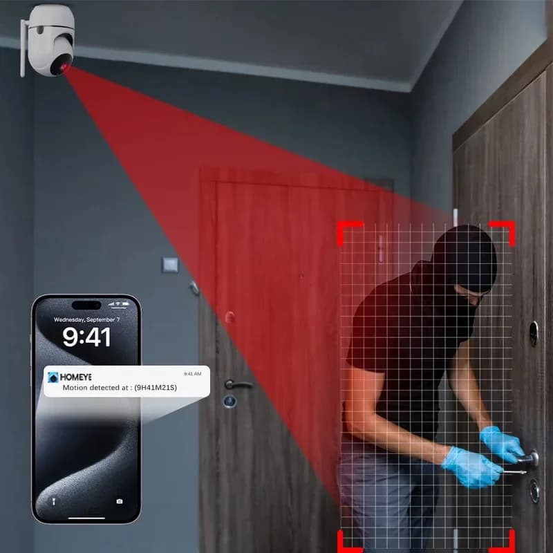 كاميرا Fuers بدقة 5 ميجابكسل بتقنية WiFi، Tuya الذكية للمنزل، داخلية لاسلكية، كاميرا مراقبة IP مع كشف الذكاء الاصطناعي وتتبع تلقائي، مراقبة أمنية للرضع - 6