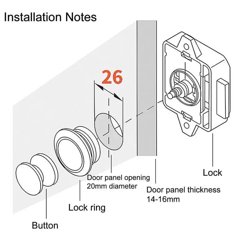 قفل ضغط لأدراج الكرفانات، قفل معدني لأدراج الكرفانات والقوارب واليخوت، قفل ضغط بزر - 3