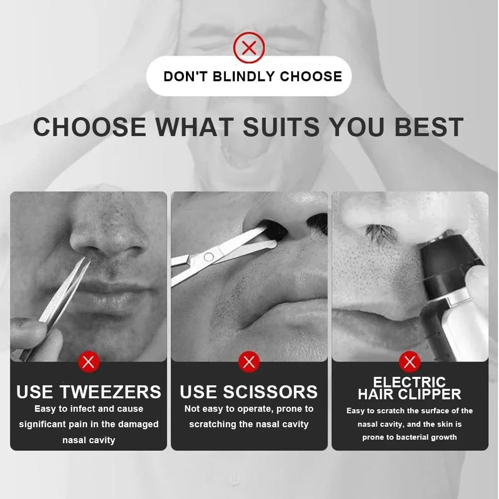مجموعة تشذيب شعر الأنف يدوية، رأس مزدوج، آمنة للرجال والنساء، سهلة الاستخدام - 6