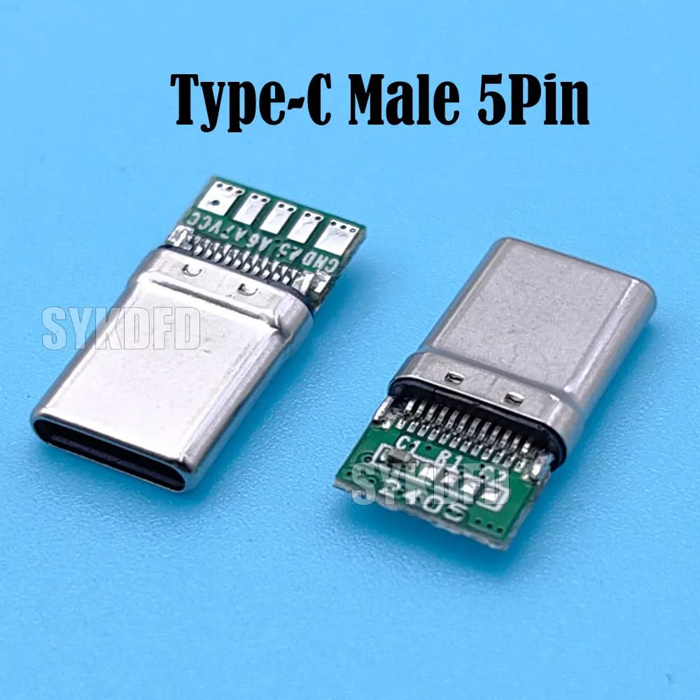 USB 3.1 Type-C Male 5 Solder Joints For Mobile Phone Fast Charging 3A C TO C With CC Solder Pad Repair DIY Charging Data Cable - 2