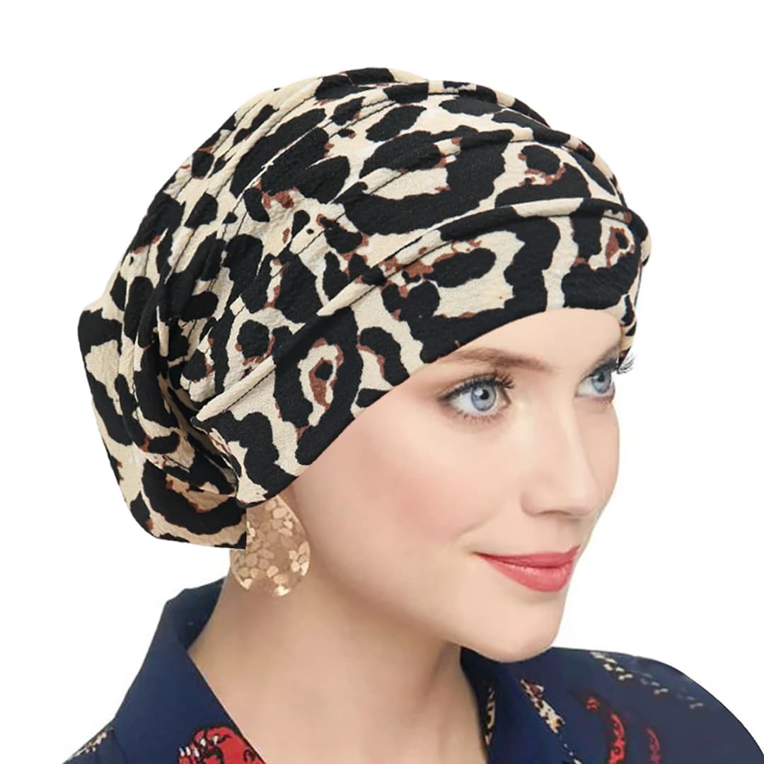 غطاء نوم ليلي مطبوع عليه زهور عصري، غطاء رأس مسلم للنساء، غطاء رأس ليوبارد، وشاح رأس للسيدات، غطاء مريح - 3