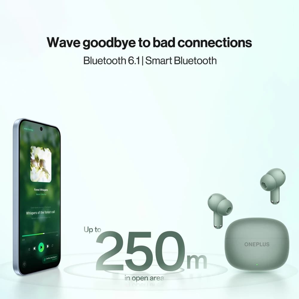 سماعات أذن لاسلكية جديدة كلياً OnePlus Nord Buds 4 إصدار عالمي TWS مع صوت ثلاثي الأبعاد لأجهزة OnePlus 15 و15r و13 و13r وNord 5 و6 وCE 5 و6 - 6