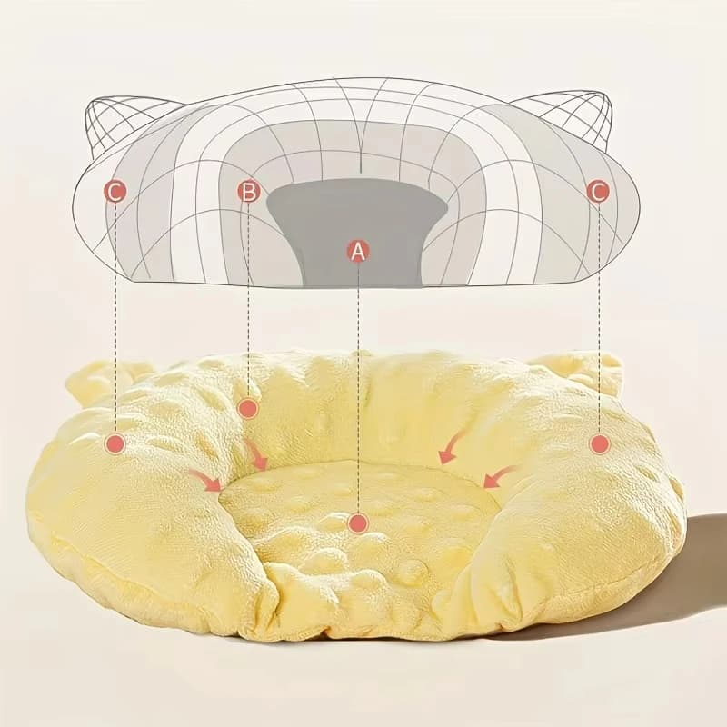 Cozy U-Shaped Cartoon Design Sleep Pad for Small Dogs-Deep Sleep Accessory,Polyester Fleece,Elliptical Shape,Ideal for Toy Breed - 6